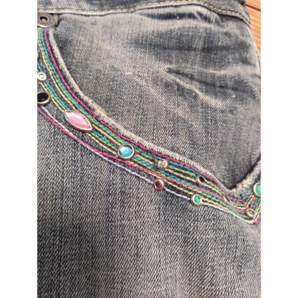 Womens AKADEMIKS RHINESTONE MIDRISE STRAIGHT LEG JEANS SIZE 16 - Picture 3 of 9